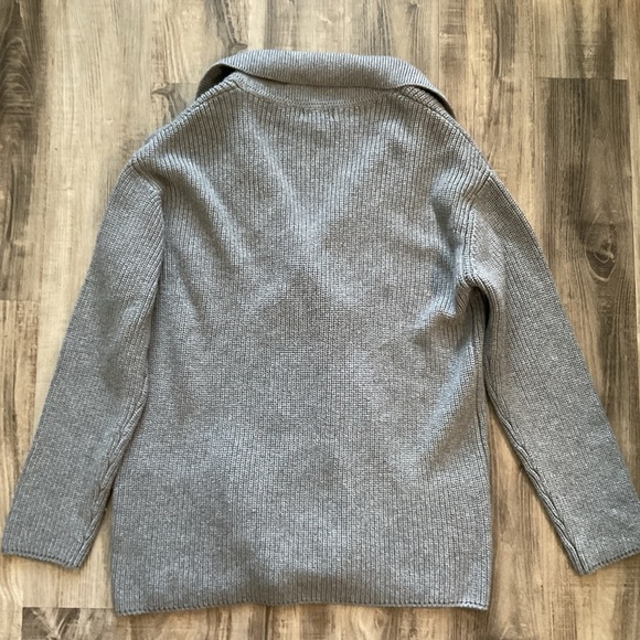 MONROW Double Breasted Knit cardigan blazer sweater women’s S Gray OldMoney $285 - Picture 4 of 6